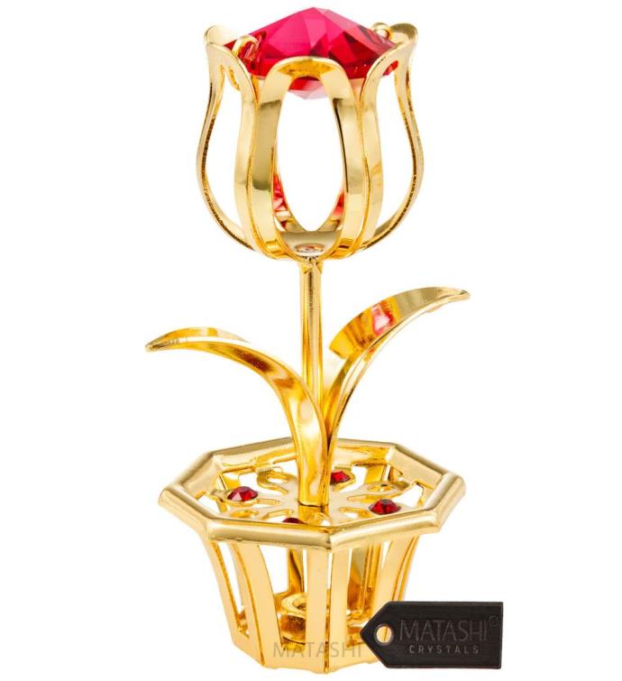 Plated Tulip Flower Table Top Ornament